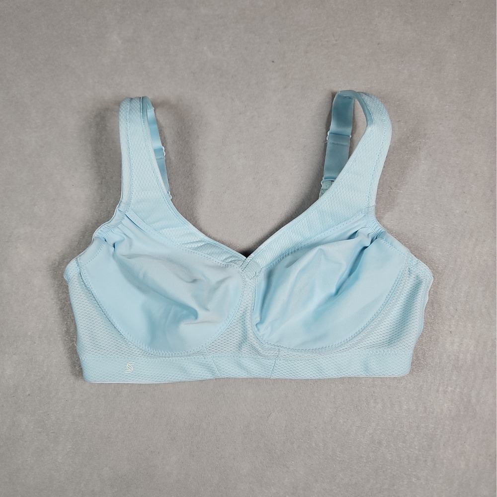 Glamorise Sport Womens Light Blue Wireless Full Coverage Bra Size 34C NWOT